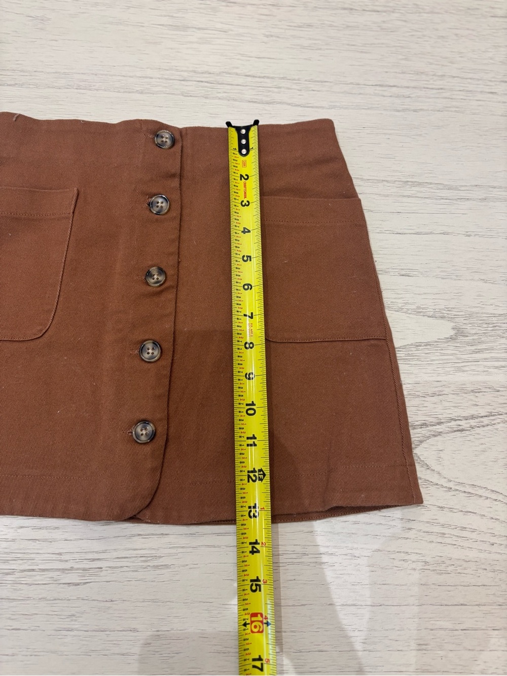 Copper Key Rust Brown Button-Front Mini Skirt - Picture 4 of 6